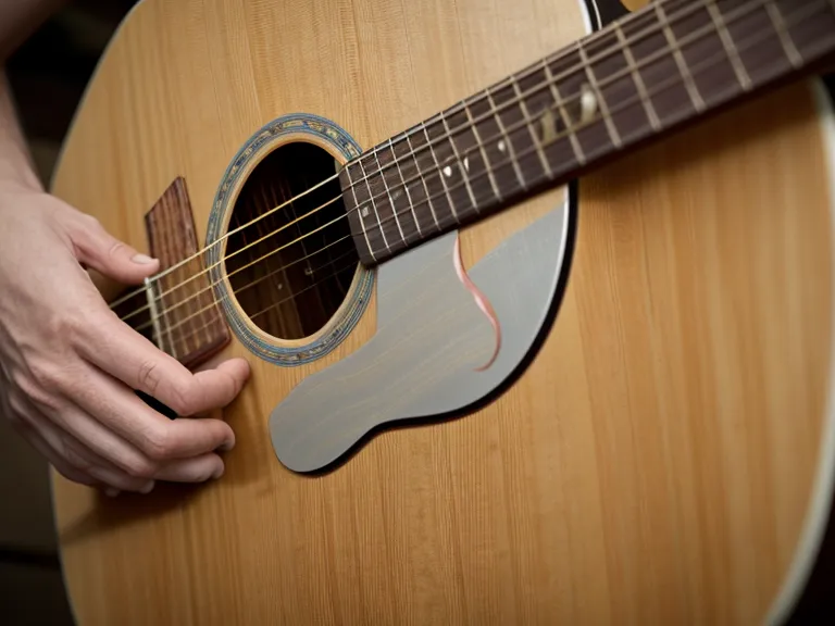 Dedos de un principiante adulto presionando cuerdas de una guitarra acústica con marcas rojas de práctica en Querétaro