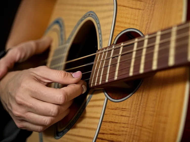 Guitarra acústica recargada en una banca de iglesia lista para acompañar alabanzas lentas en Querétaro