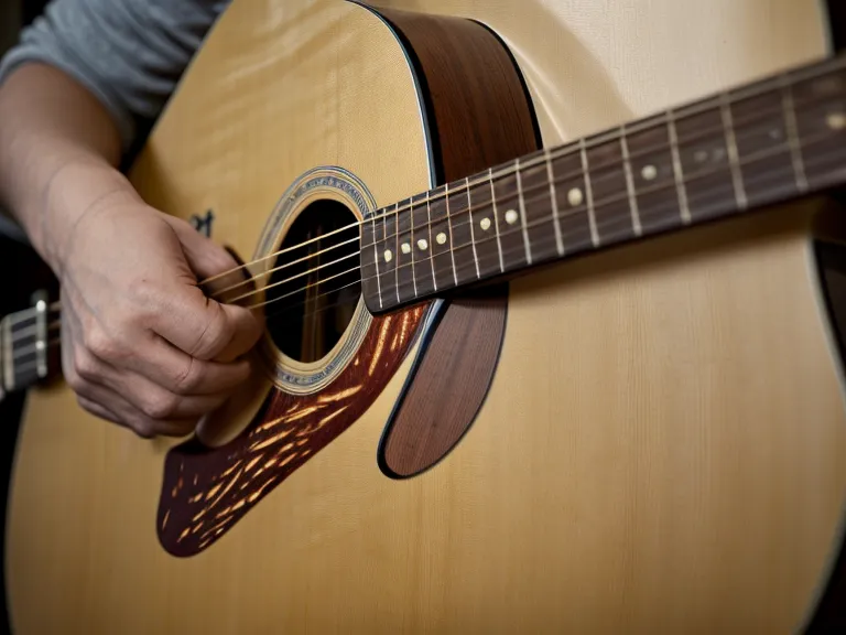 Cuerda de guitarra acústica floja cerca de las clavijas, un riesgo real al afinar sin cuidar el clima de Querétaro