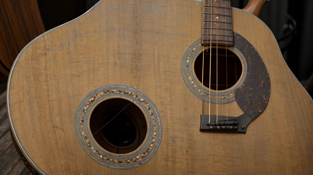 Adulto principiante practicando guitarra acústica para aprender a tocar y cantar canciones de iglesia al mismo tiempo