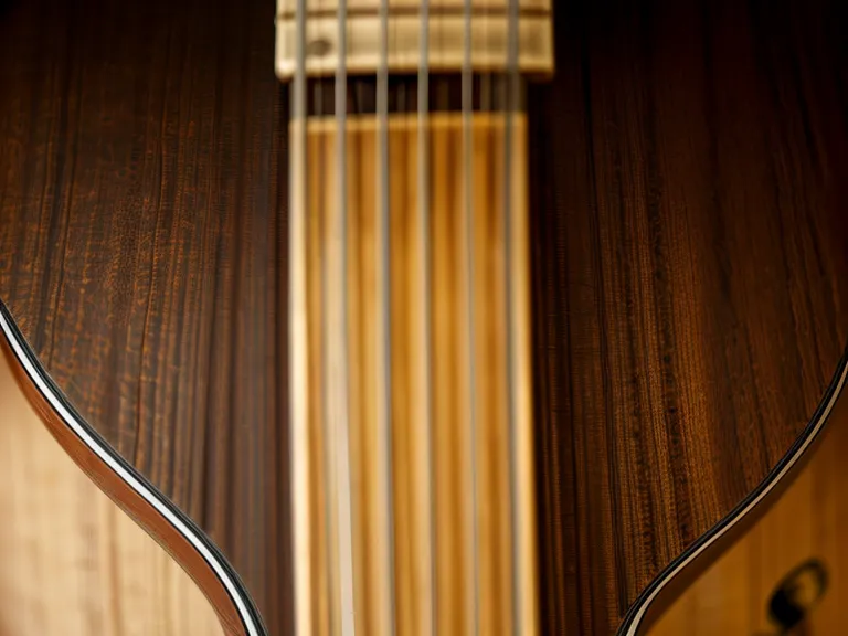 Cuerdas nuevas de bronce enrollándose en el clavijero de una guitarra acústica, paso clave del mantenimiento