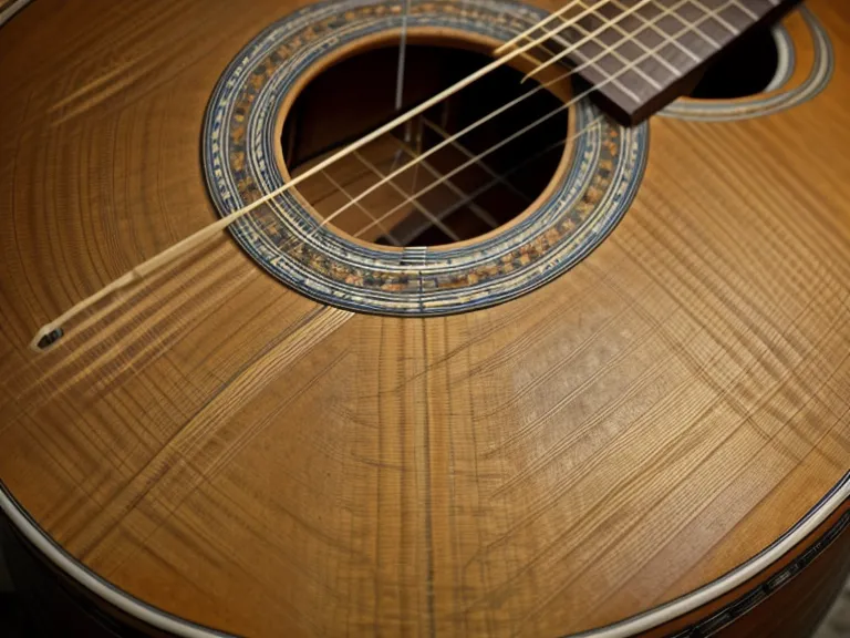 Afinador marcando 440 Hz junto a un cuaderno con acordes básicos de guitarra para practicar en casa