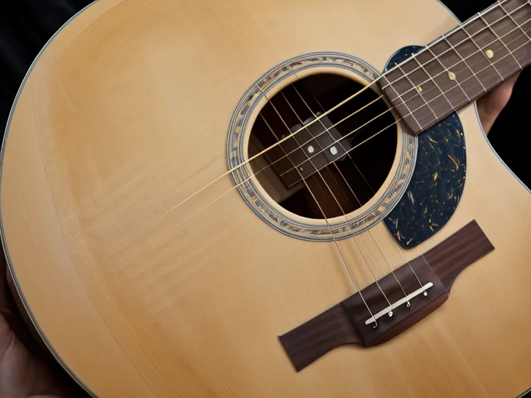 Guitarra acústica junto a una tablet abierta en el curso Guitarra Master