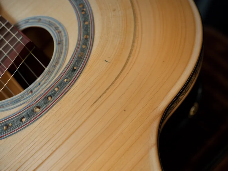 Pulgar detrás del mástil de una guitarra acústica para que los acordes abiertos suenen limpios