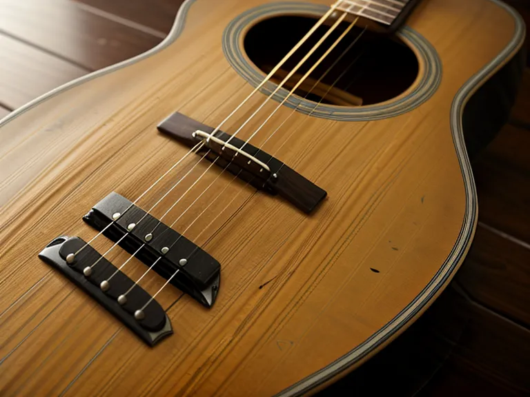 Suciedad y acumulación de grasa en el diapasón de madera de una guitarra acústica