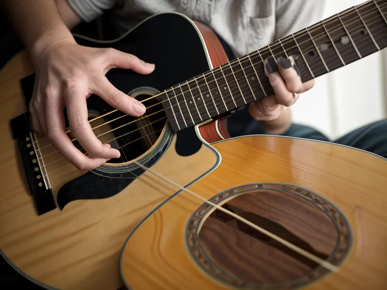 Guitarra acústica limpia descansando en un atril en una habitación tranquila
