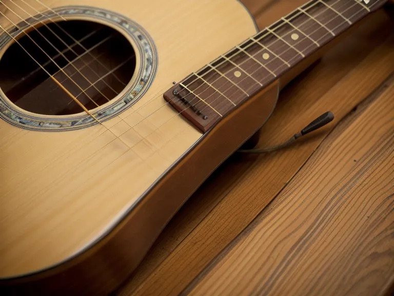 Mástil de una guitarra acústica con desgaste visible por la práctica constante al aprender guitarra siendo adulto