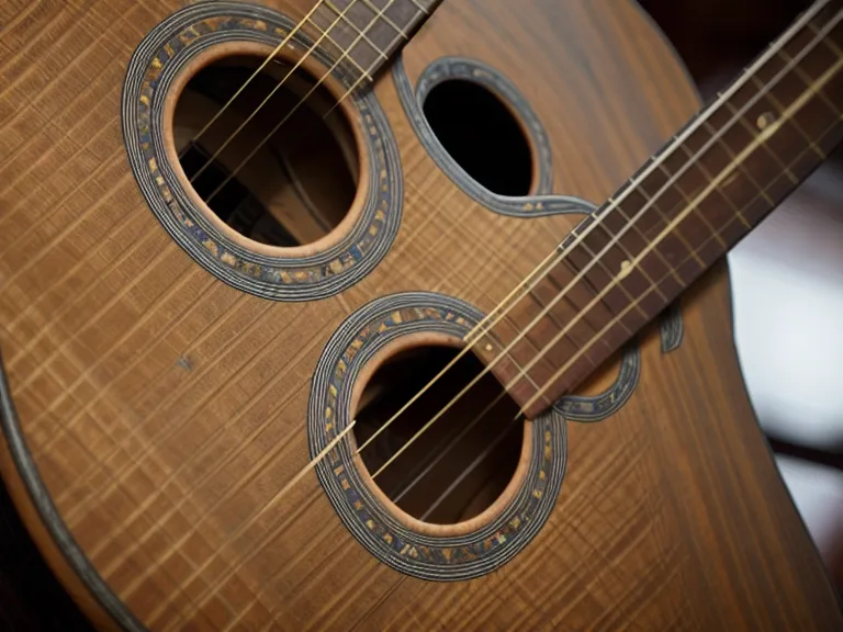 Guitarra acústica apoyada junto a una Biblia, lista para acompañar acordes básicos en el coro de la iglesia