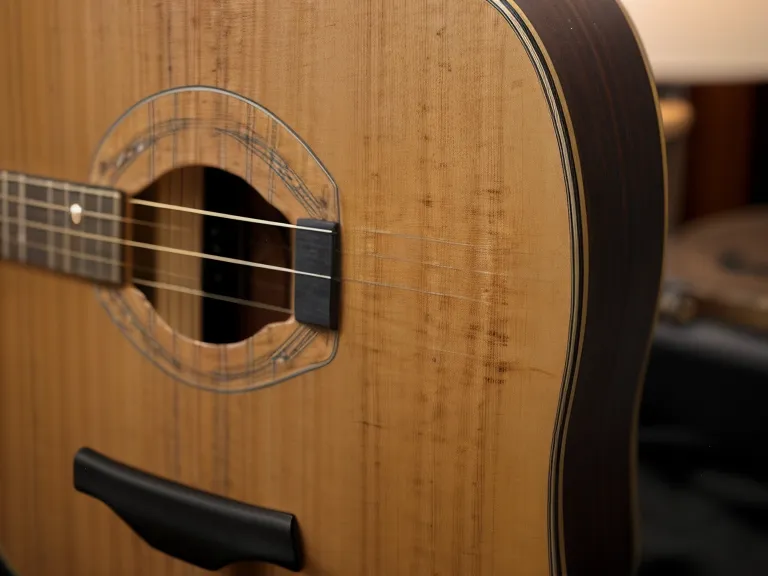 Dedos marcados por las cuerdas al practicar guitarra acústica en casa