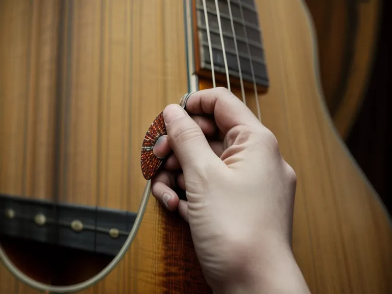 Rasgueo suave de mano derecha practicando ritmos de alabanza en una guitarra acústica de principiante