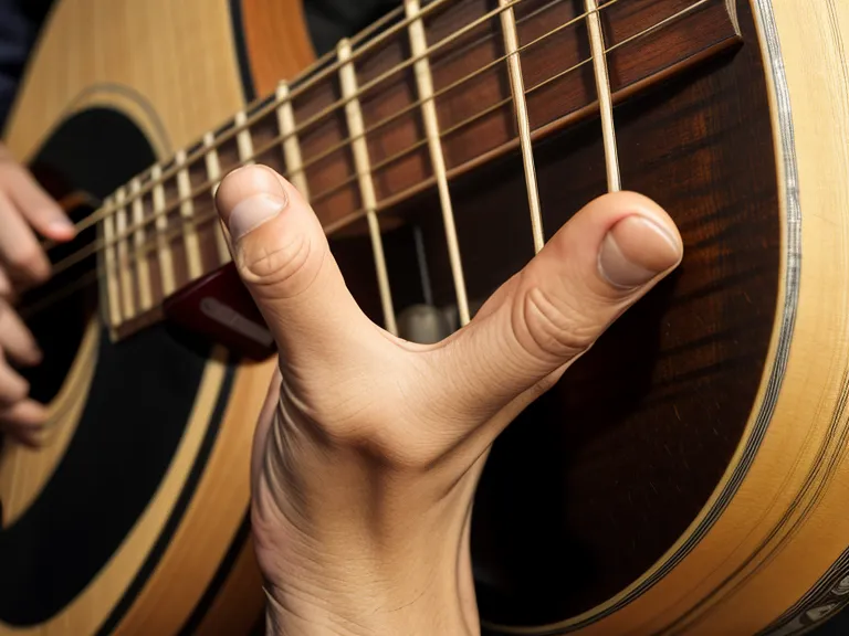 Comparación cercana en el mástil de una guitarra acústica: acorde con cejilla junto a un capo, mostrando la diferencia de esfuerzo en la mano