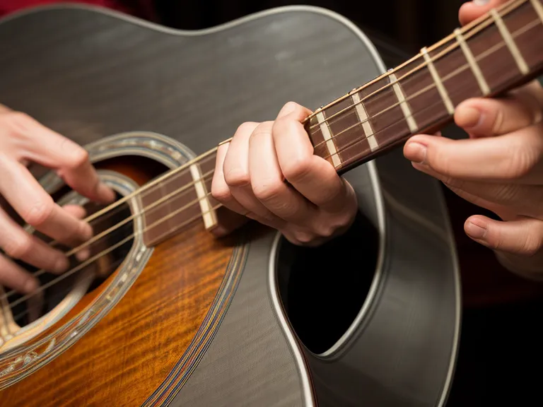 Dedos marcados por las cuerdas de una guitarra acústica, señal de los primeros callos de un principiante adulto.
