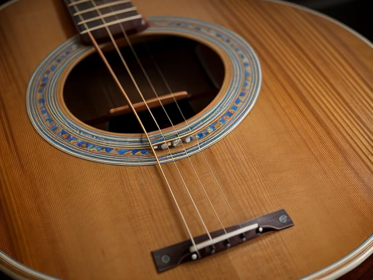 Rasgueo básico de guitarra acústica: púa rozando las cuerdas antes del golpe hacia abajo en una balada